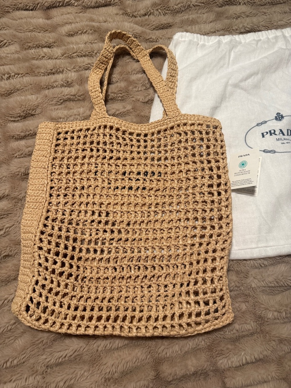 Prada Beige Crochet Milano Tote - Picture 3 of 4